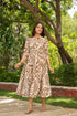 Women Abstract Printed Pure Cotton Tiered Fit & Flare Midi Dress